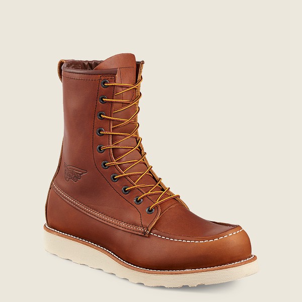 Red Wing Mens Work Boots - Traction Tred - 8-inch Soft Toe - Brown - TGO856120